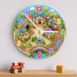 Toy Train Village Kids Room Wall Clock