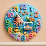 Pirate Octopus Ocean Kids Room Wall Clock | Under The Sea Nursery Decor, Little Boy's Room Birthday Gift & Keepsake (13.6 inch / 34.5 cm)