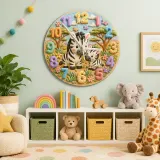 Sweet Mother & Baby Zebra Kids Room Wall Clock | Safari Animal Nursery Decor, Beautiful New Baby Shower Gift Keepsake (13.6 inch / 34.5 cm)