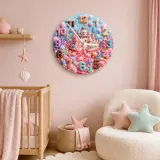 Pastel Candy Castle Kids Room Wall Clock | Sweet Ocean Fantasy Nursery Wall Decor, Little Girl Bedroom Birthday Gift (13.6 inch / 34.5 cm)