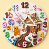 Whimsical Candy Land Gingerbread Kids Room Wall Clock | Sweet Treats Nursery Home Decor, Magical Girls Bedroom Gift (13.6 inch / 34.5 cm)
