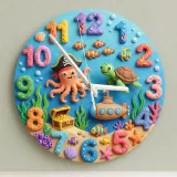 Pirate Octopus Ocean Kids Room Wall Clock | Under The Sea Nursery Decor, Little Boy's Room Birthday Gift & Keepsake (13.6 inch / 34.5 cm)