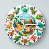 Dinosaur Playground Kids Room Wall Clock | Cute T-Rex Nursery Decor, Playroom Wall Art, Little Boy Birthday Gift Idea (13.6 inch / 34.5 cm)