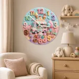 Pastel Ice Cream Truck Kids Room Wall Clock | Sweet Candyland Nursery Wall Decor, Cute Baby Girl Bedroom Birthday Gift (13.6 inch / 34.5 cm)