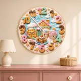 Waffle House Bakery Kids Room Wall Clock | Sweet Dessert Nursery Decor, Cute Birthday Gift For Girls (13.6 inch / 34.5 cm)