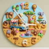 Safari Animals Ice Cream Truck Kids Room Wall Clock | Sweet Treats Nursery Decor, Baby Shower Gifts For Boys & Girls (13.6 inch / 34.5 cm)