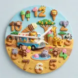 Safari Ice Cream Truck Kids Room Wall Clock | Sweet Jungle Animal Nursery Decor, Toddler Playroom Birthday Gift Art (13.6 inch / 34.5 cm)