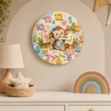 Little Monkey Artist Kids Room Wall Clock