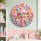 Pastel Candy Carousel Kids Room Wall Clock | Cute Animal Nursery Decor, Sweet Baby Girl Bedroom Birthday Gift Idea (13.6 inch / 34.5 cm)