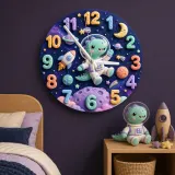 Space Astronaut Dinosaur Kids Room Wall Clock