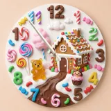 Whimsical Candy Land Gingerbread Kids Room Wall Clock | Sweet Treats Nursery Home Decor, Magical Girls Bedroom Gift (13.6 inch / 34.5 cm)