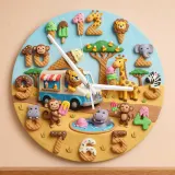 Safari Animals Ice Cream Truck Kids Room Wall Clock | Sweet Treats Nursery Decor, Baby Shower Gifts For Boys & Girls (13.6 inch / 34.5 cm)