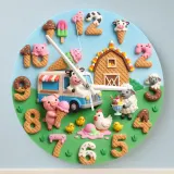 Sweet Ice Cream Farm Animals Kids Room Wall Clock | Playful Nursery Decor, Whimsical Baby Shower Birthday Gift Idea (13.6 inch / 34.5 cm)