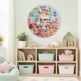 Pastel Ice Cream Truck Kids Room Wall Clock | Sweet Candyland Nursery Wall Decor, Cute Baby Girl Bedroom Birthday Gift (13.6 inch / 34.5 cm)