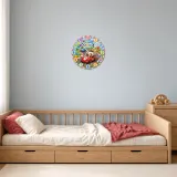 Reloj de pared infantil de pista de coches de madera | Decoración de guardería para niño pequeño, arte de pared para sala de juegos, dulce regalo de cumpleaños para nieto (34.5 cm)