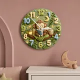 Cute Bedtime Reading Monkey Kids Room Wall Clock | Safari Jungle Nursery Decor, Baby Shower Gift For Boys & Girls (13.6 inch / 34.5 cm)