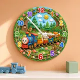Woodland Train Adventure Kids Room Wall Clock