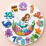 Mermaid Under The Sea Kids Room Wall Clock | Cute Ocean Marine Life Nursery Decor, Baby Girl Room Birthday Gift Idea (13.6 inch / 34.5 cm)