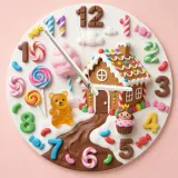 Whimsical Candy Land Gingerbread Kids Room Wall Clock | Sweet Treats Nursery Home Decor, Magical Girls Bedroom Gift (13.6 inch / 34.5 cm)