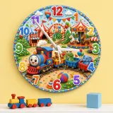 Fun Fair Train Kids Room Wall Clock