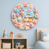Ice Cream Sweet Treats Kids Room Wall Clock | Pastel Dessert Nursery Decor, Little Girl Birthday Gift (13.6 inch / 34.5 cm)