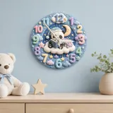 Bedtime Reading Panda Kids Room Wall Clock | Pastel Night Sky Nursery Decor, Cute Baby Shower Gift For New Parents (13.6 inch / 34.5 cm)