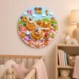 Waffle Breakfast Kids Room Wall Clock | Sweet Picnic Nursery Decor, Cute Playroom Birthday Gift (13.6 inch / 34.5 cm)