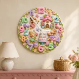 Fairy Mushroom Garden Kids Room Wall Clock | Magical Woodland Nursery Decor, Baby Girl Birthday Gift (13.6 inch / 34.5 cm)