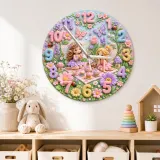 Magical Fairy Tea Party Kids Room Wall Clock | Enchanted Garden Nursery Decor, Pastel Girls Bedroom Birthday Present (13.6 inch / 34.5 cm)