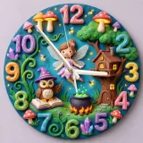 Enchanted Fairy & Wizard Owl Kids Room Wall Clock | Magical Forest Nursery Decor, Whimsical Baby Girl Bedroom Gift (13.6 inch / 34.5 cm)