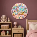 Ice Cream Sweet Treats Kids Room Wall Clock | Pastel Dessert Nursery Decor, Little Girl Birthday Gift (13.6 inch / 34.5 cm)