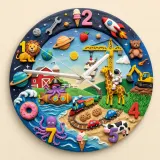 Ultimate Adventure Kids Room Wall Clock | Space Animals Train Nursery Decor, Unique Toddler Boy Birthday Keepsake (13.6 inch / 34.5 cm)