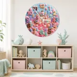 Pastel Candy Castle Kids Room Wall Clock | Sweet Ocean Fantasy Nursery Wall Decor, Little Girl Bedroom Birthday Gift (13.6 inch / 34.5 cm)