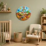 Construction Trucks Kids Room Wall Clock | Digger And Excavator Nursery Decor, Toddler Boy Playroom Birthday Present (13.6 inch / 34.5 cm)
