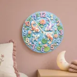 Pastel Koi Fish Pond Kids Room Wall Clock | Whimsical Lotus Flower Nursery Decor, Beautiful Baby Shower Gift Keepsake (13.6 inch / 34.5 cm)