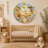 Playful Safari Cheetahs Kids Room Wall Clock | Jungle Animal Nursery Decor, Birthday Keepsake Gift For Boys & Girls (13.6 inch / 34.5 cm)
