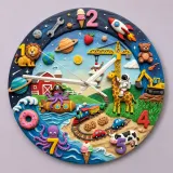 Ultimate Adventure Kids Room Wall Clock | Space Animals Train Nursery Decor, Unique Toddler Boy Birthday Keepsake (13.6 inch / 34.5 cm)