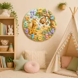Jungle Safari Giraffe & Monkey Kids Room Wall Clock | Whimsical Animal Nursery Decor, Sweet Playroom Wall Art Gift (13.6 inch / 34.5 cm)