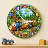 Woodland Train Adventure Kids Room Wall Clock