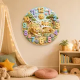 Playful Safari Cheetahs Kids Room Wall Clock | Jungle Animal Nursery Decor, Birthday Keepsake Gift For Boys & Girls (13.6 inch / 34.5 cm)