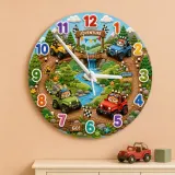 Off-Road Animal Adventure Wood Kids Room Wall Clock