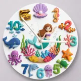 Mermaid Under The Sea Kids Room Wall Clock | Cute Ocean Marine Life Nursery Decor, Baby Girl Room Birthday Gift Idea (13.6 inch / 34.5 cm)