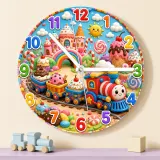 Candy Land Toy Train Kids Room Wall Clock