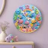 Colorful Ocean Fish Kids Room Wall Clock