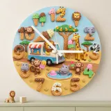 Safari Animals Ice Cream Truck Kids Room Wall Clock | Sweet Treats Nursery Decor, Baby Shower Gifts For Boys & Girls (13.6 inch / 34.5 cm)