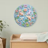 Pastel Koi Fish Pond Kids Room Wall Clock | Whimsical Lotus Flower Nursery Decor, Beautiful Baby Shower Gift Keepsake (13.6 inch / 34.5 cm)