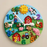 Colorful Farm Animals Kids Room Wall Clock
