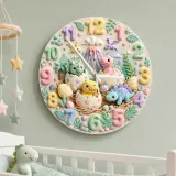 Pastel Baby Dinosaur Kids Room Wall Clock
