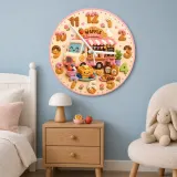 Waffle Shop Food Truck Kids Room Wall Clock | Sweet Bakery Nursery Decor, Cute Birthday Gift For Girls (13.6 inch / 34.5 cm)