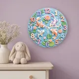Pastel Koi Fish Pond Kids Room Wall Clock | Whimsical Lotus Flower Nursery Decor, Beautiful Baby Shower Gift Keepsake (13.6 inch / 34.5 cm)